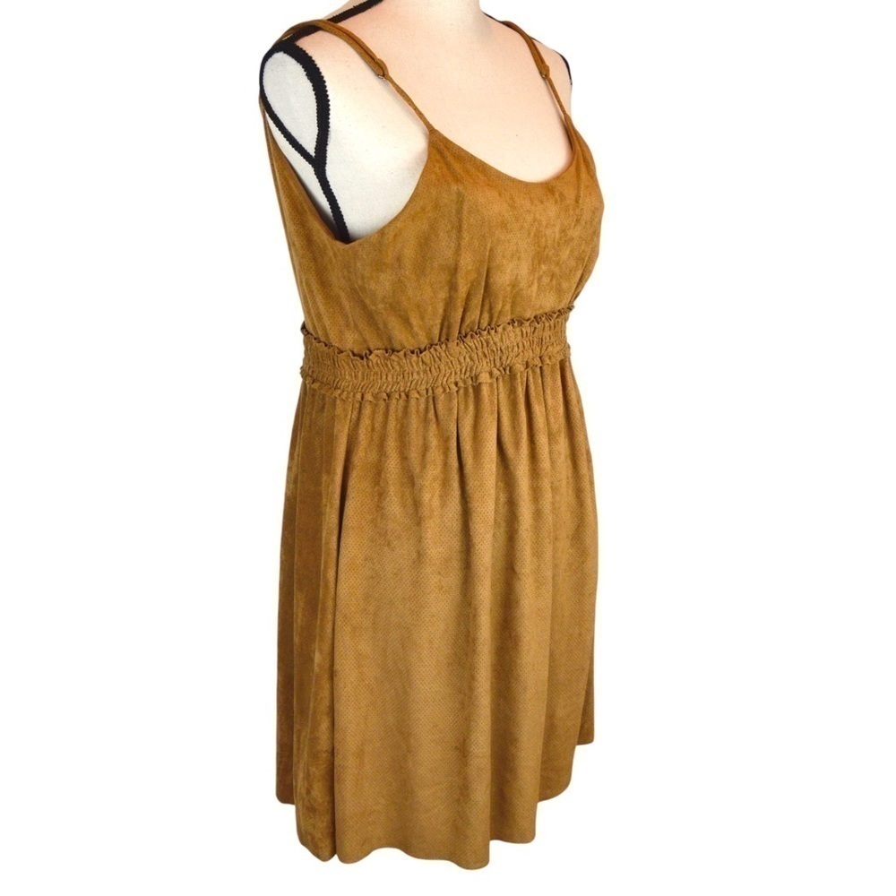 THE KORNER Faux Suede Spaghetti‎ Strap Dress, Size Small